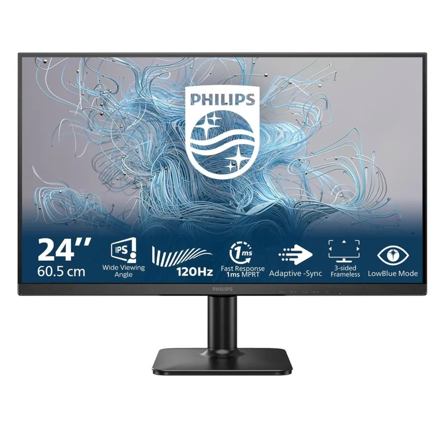 Philips 24E2N1110/00 23.8" Full HD IPS Monitör - 120Hz, 4ms, HDMI, VGA, VESA - Siyah