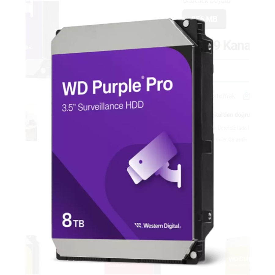 8 TB WD Purple Pro WD8002PURP 3.5" SATA 7200RPM 256MB Cache 7/24 Güvenlik HDD Hard Disk