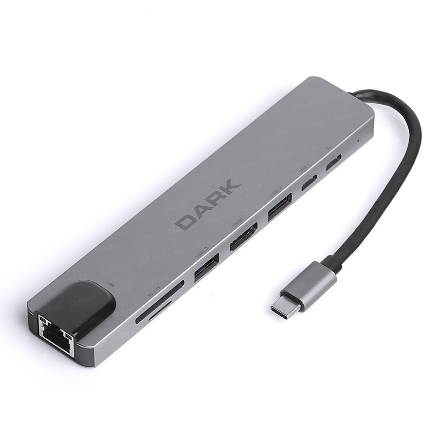 DARK DK-AC-U31X40 TYPE-C 8 IN 1 LAN, HDMI, USB/C, USB3.0/2.0 PD Dönüştürücü Çevirici HUB