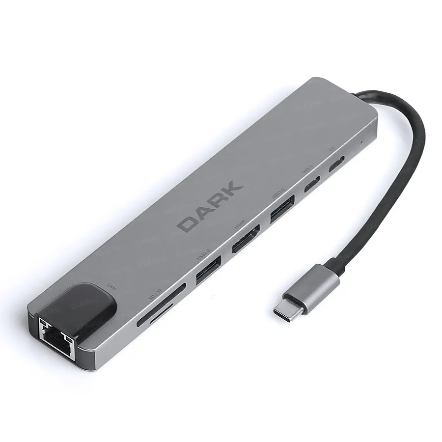 DARK DK-AC-U31X40 TYPE-C 8 IN 1 LAN, HDMI, USB/C, USB3.0/2.0 PD Dönüştürücü Çevirici HUB