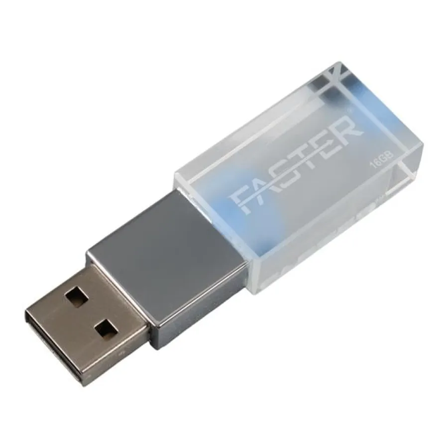 Faster 16 GB Mimi Serisi USB 3.0 Yüksek Hızlı Mavi Işıklı Metal Flash Bellek