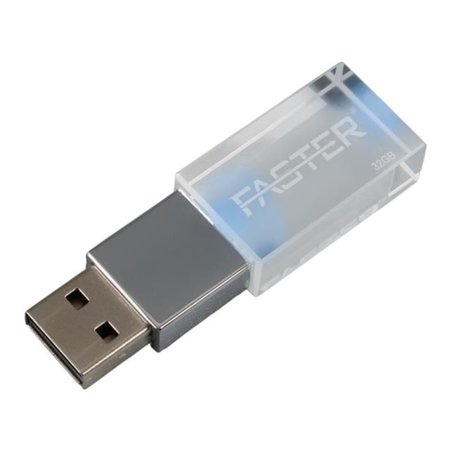 Faster 32GB Mimi Serisi USB 3.0 Yüksek Hızlı Mavi Işıklı Metal Flash Bellek
