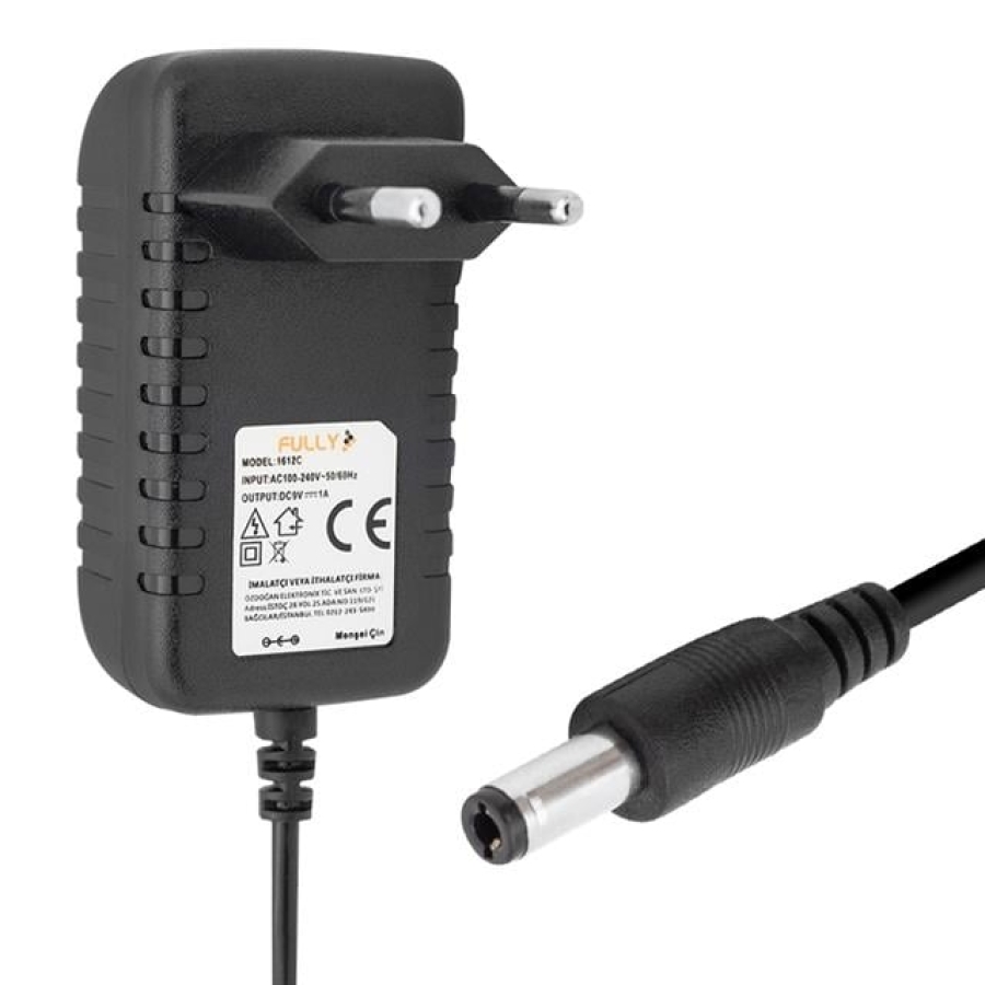 Fully O-1612C 9 Volt 1 Amper Priz Tipi Adaptör 5.5 X 2.5 Uç