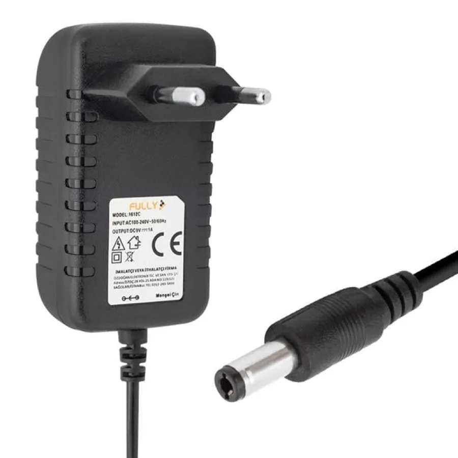 Fully O-1612C 9 Volt 1 Amper Priz Tipi Adaptör 5.5 X 2.5 Uç