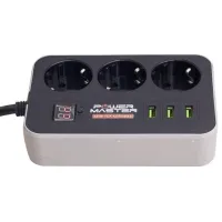 Powermaster PM-18530 3 Usb Çıkışlı 3lü 1.8 Metre Kablolu Zaman Ayarlı Akım Korumalı Priz