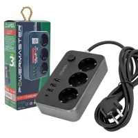 Powermaster 3 USB Çıkışlı 1.8 Metre (10A-2500 Watt) 3lü Akım Korumalı Priz