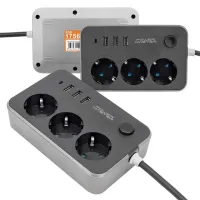 Powermaster 3 USB Çıkışlı 1.8 Metre (10A-2500 Watt) 3lü Akım Korumalı Priz