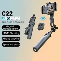 C22 AI Akıllı Yüz Takipli Gimbal Tripod- 360 Döner Selfie Çubuğu, Bluetooth Uzaktan Kumandalı Stabilizatör