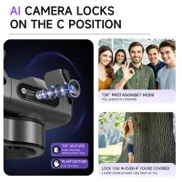 C22 AI Akıllı Yüz Takipli Gimbal Tripod- 360 Döner Selfie Çubuğu, Bluetooth Uzaktan Kumandalı Stabilizatör