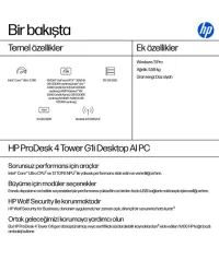 HP ProDesk D36TPET Intel Core Ultra 7 265 16GB RAM 512GB SSD Windows 11 Pro Masaüstü Bilgisayar