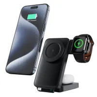 Venandin OPX-1030 Kablosuz Şarj Standı – 3’ü 1 Arada Masaüstü Wireless Charger, Hızlı Şarj, Çoklu Cihaz Desteği