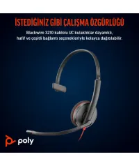 Poly Blackwire 3210 8X214AA Mono USB-C / USB-A Gürültü Önleyici Mikrofonlu Kulaklık