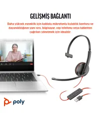 Poly Blackwire 3210 8X214AA Mono USB-C / USB-A Gürültü Önleyici Mikrofonlu Kulaklık