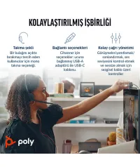 Poly Blackwire 3210 8X214AA Mono USB-C / USB-A Gürültü Önleyici Mikrofonlu Kulaklık