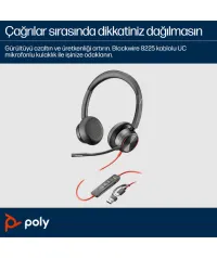 Poly Blackwire 8225 8X223AA Stereo USB-C / USB-A Aktif Gürültü Engelleyici Kulaklık