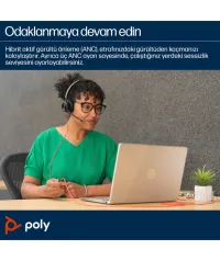 Poly Blackwire 8225 8X223AA Stereo USB-C / USB-A Aktif Gürültü Engelleyici Kulaklık