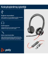 Poly Blackwire 8225 8X223AA Stereo USB-C / USB-A Aktif Gürültü Engelleyici Kulaklık