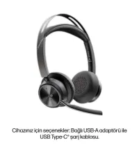 Poly Voyager Focus 2 9T9J6AA MS Teams USB-C / Bluetooth ANC Kulaklık + Şarj Standı