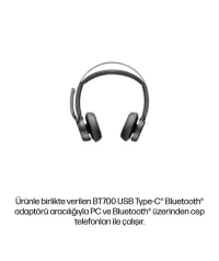 Poly Voyager Focus 2 9T9J6AA MS Teams USB-C / Bluetooth ANC Kulaklık + Şarj Standı