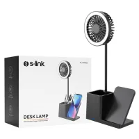 S-link SL-M9055 10 Watt Kablosuz Şarj İstasyonlu Fanlı Kalemlikli Masa Lambası (Siyah)
