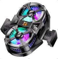 SL-07 Cep Telefon Soğutma Fanı Radyatör Soğutucu Siyah, Çift Pervaneli Hız Ayarlı Telefon Soğutucu