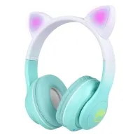 STN-28 Kablosuz Kedi Kulaklık LED Işıklı Mikrofonlu ve Hafıza Kartı Girişli Kulak Üstü