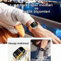 Ultra 10 in 1 Akıllı Saat - 49mm Ekran, 10 Kayış Hediyeli, Bluetooth Görüşmeli Smartwatch