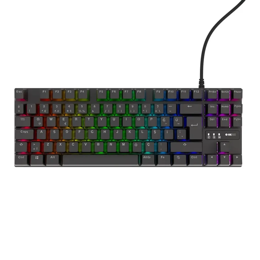 HAWK HK410M GAMING HK410 MEKANİK MAVİ SWITCH 19 MOD RGB KABLOLU SİYAH TKL TÜRKÇE GAMING KLAVYE