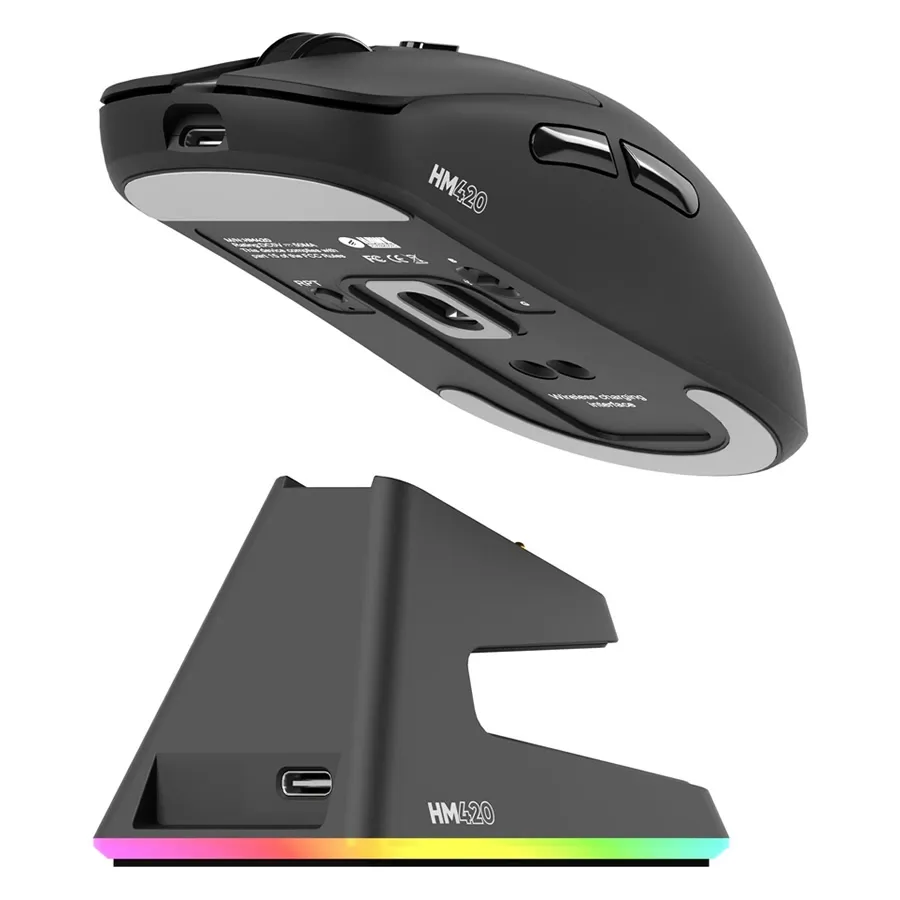 HAWK HM420S GAMING HM420 4K HZ 26000 DPI TRI-MODE KABLOSUZ/BLUETOOTH ŞARJ STANDLI SİYAH GAMING