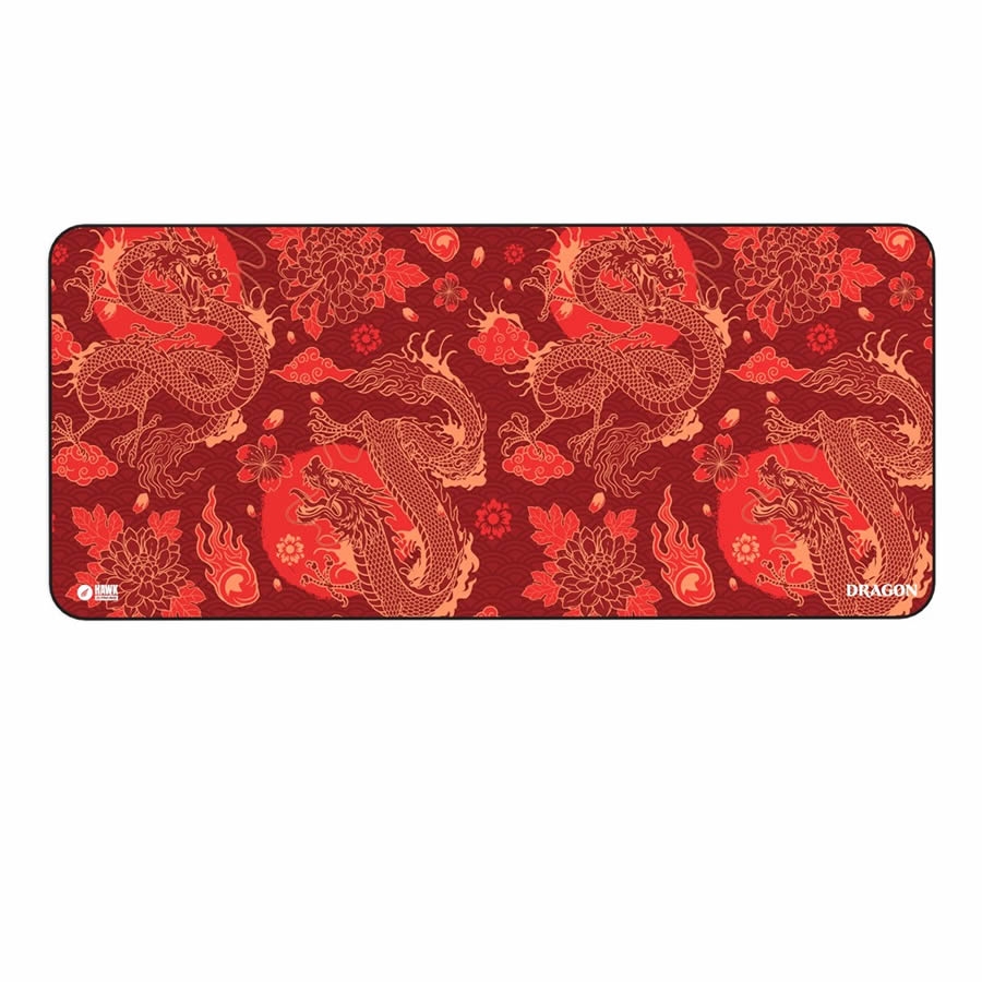 HAWK HWK-DRG-RED9040 Büyük Boy 90x40 cm Gamer Mouse Pad - Kırmızı Dragon Tasarım, Kaymaz Taban