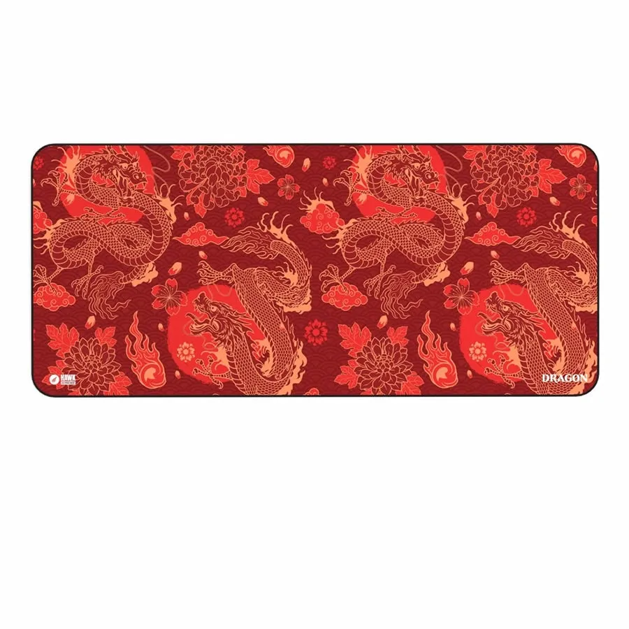 HAWK HWK-DRG-RED9040 Büyük Boy 90x40 cm Gamer Mouse Pad - Kırmızı Dragon Tasarım, Kaymaz Taban