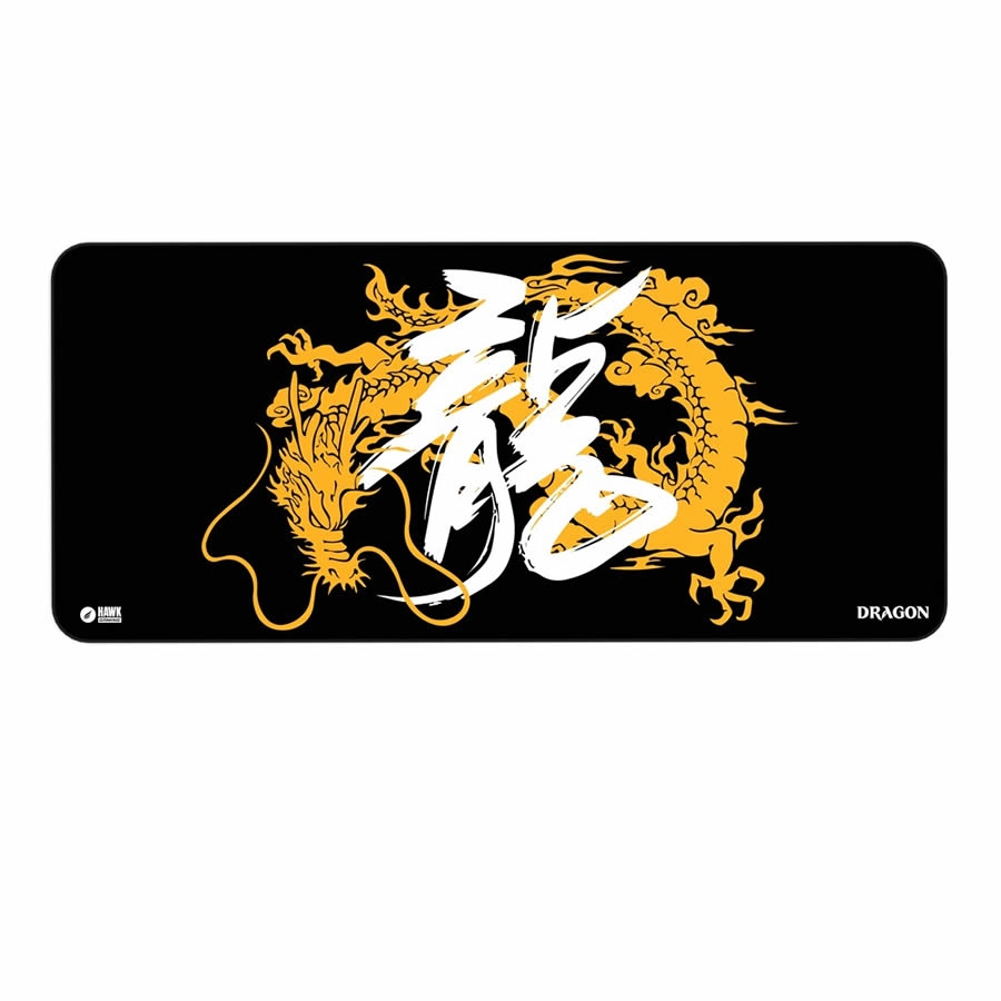 Hawk HWK-DRG-YLW9040 Yellow Dragon 90x40 Mouse Pad – 90x40 cm XXL Gaming Mousepad, Kaymaz Tabanlı Büyük Boy Oyuncu Mouse Altlığı
