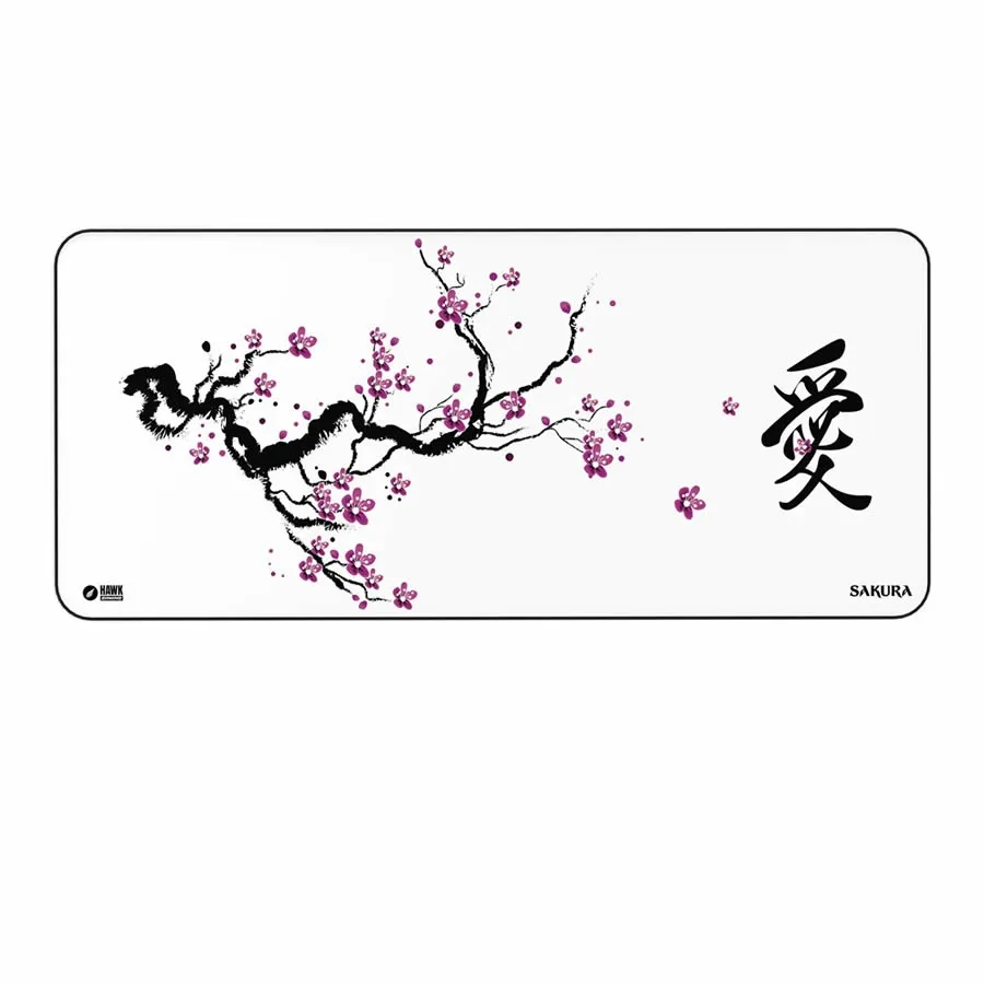 Hawk Sakura 90x40 Mouse Pad – 90x40 cm XXL Gaming Mousepad, Kaymaz Tabanlı Büyük Boy Oyuncu Mouse Altlığı (Beyaz Sakura Tasarım)