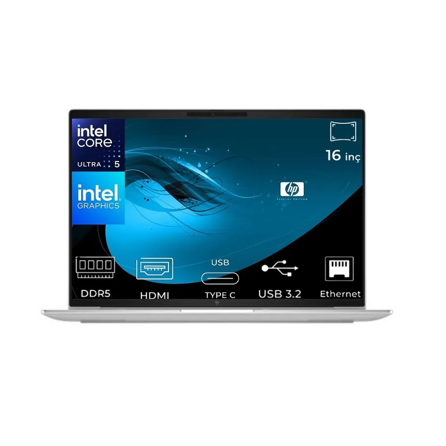 HP EliteBook 660 G11 Kurumsal İş Laptopu, Intel Core Ultra 5 135U, 16GB DDR5 RAM, 256GB SSD, 16" WUXGA IPS, Windows 11 Pro,
