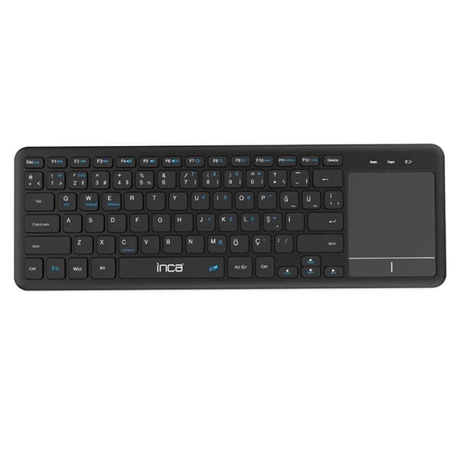 INCA IBK-568BT Bluetooth + 2.4G Kablosuz Touchpad Smart Klavye, Çoklu Cihaz Uyumlu, Ultra İnce Tasarım