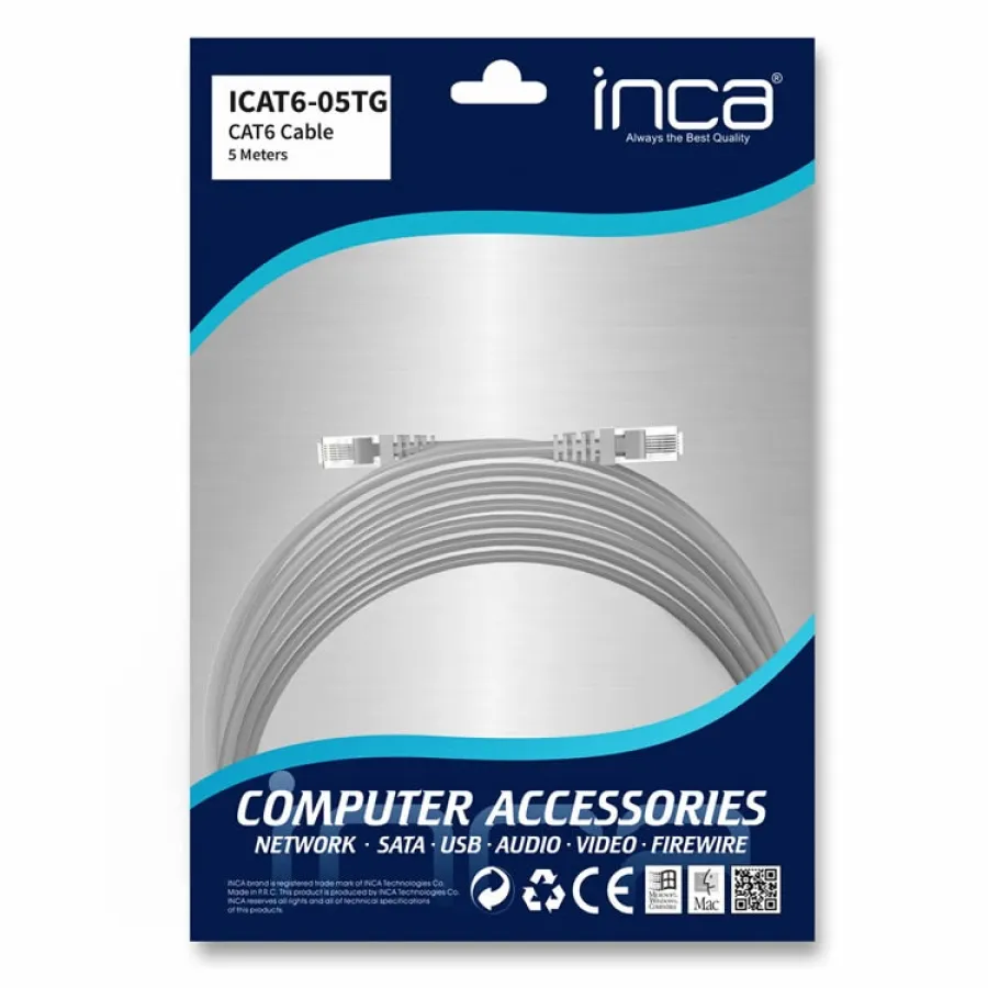 INCA ICAT6-05TG 5MT CAT6 UTP PATCH KABLO GRİ