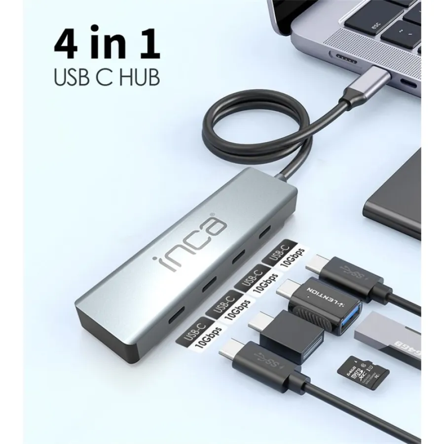 INCA ITPT-4T TYPE-C HUB X4 TYPE-C PORT 3.1 10GBPS ALUMINYUM KASA ÇOKLAYICI