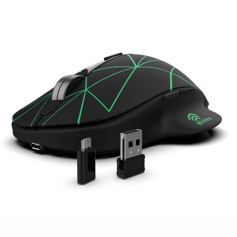 INCA IWM-551 Şarjlı Kablosuz Mouse, Type-C & USB Çift Alıcı, Sessiz Tıklama, 1600 DPI LED Işıklı