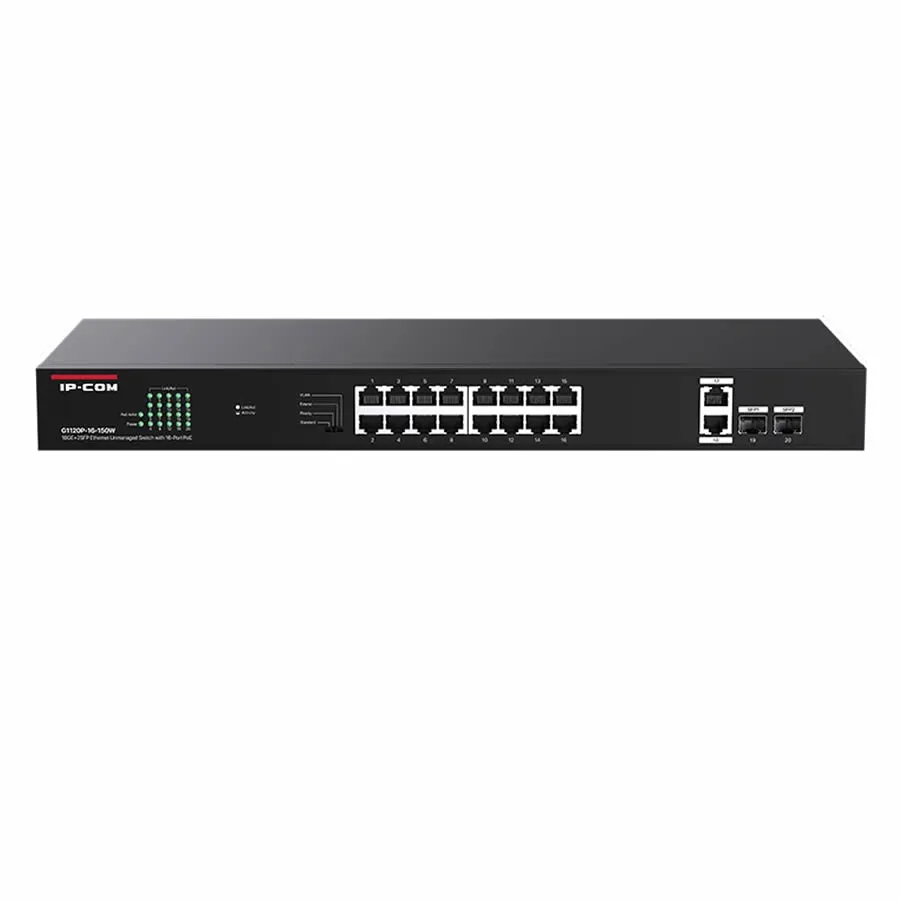 IP-COM G1120P-16-150W 16 PORT GIGABIT+2XGB RJ45/SFP UPLINK 135W POE RACKMOUNT SWITCH