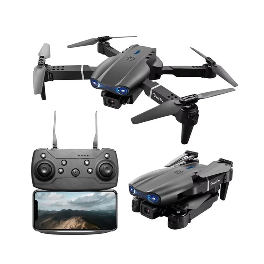 KATJMER E99 Pro Kameralı Drone - Tek Tuş Kalkış-İniş, Takla Atma Özellikli Eğlence Dronu (Yedek Bataryalı)