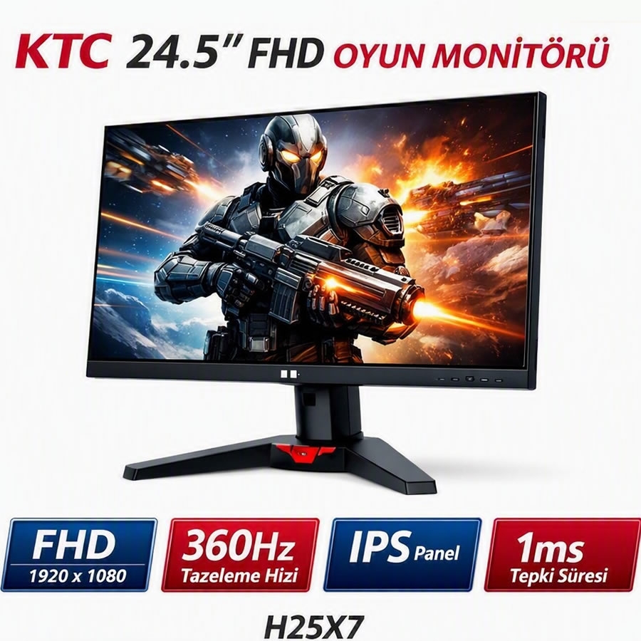 KTC H25X7 24.5 inç 360Hz (400Hz OC) 1ms Full HD Fast IPS Oyuncu Monitörü (FreeSync & G-Sync Uyumlu)