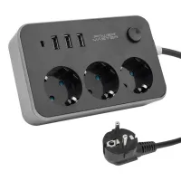 Powermaster 3 USB Çıkışlı 1.8 Metre (10A-2500 Watt) 3lü Akım Korumalı Priz