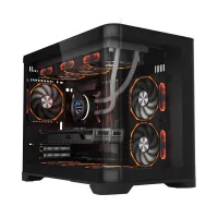 1ST PLAYER UVIEW UV6 SİYAH 750W 80+ SILVER ATX 3.1 ARGB 3X12CM FAN PANORAMİK TEMPERLİ CAM USB 3.0 BOŞ KASA