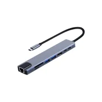 Frisby FA-7682C 8-in-1 USB-C Hub – RJ45 Ethernet, HDMI, USB 3.0 x2, SD/TF Kart Okuyucu, PD Şarj, Type-C Adaptör