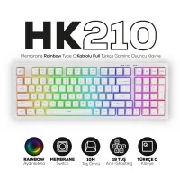 HAWK HK210B GAMING HK210 MEMBRANE RAINBOW TYPE C KABLOLU SİYAH FULL TÜRKÇE GAMING KLAVYE