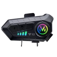 KATJMER Y10 Intercom - Bluetooth 5.0 Motosiklet Kask Kulaklığı, Su Geçirmez, Gürültü Önleyici, Uzun Pil Ömrü