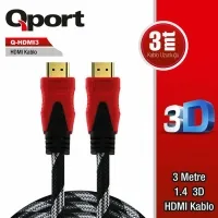 QPORT Q-HDMI3 1.4 3D 3M ALTIN UÇLU HDMI KABLO