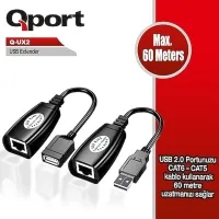 QPORT Q-UX2 60M USB ETHERNET ÇEVİRİCİ EXTENDER 2 Lİ PAKET