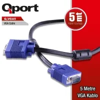 QPORT Q-VGA5 15PIN FİTRELİ 5M ERKEK ERKEK KABLO