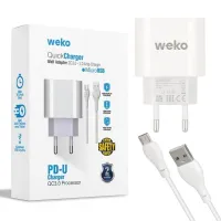 Weko WK-21441 PDU QC 3.0 Amper Telefon Şarj Adaptörü + Micro USB Kablo